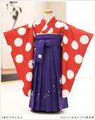 3歳 女の子 七五三 袴レンタル h3907 女の子 七五三着物レンタル 2021 貸衣装 ３才 753 結婚式 モダン おしゃれ 子供着物 人気 かわいい水玉レッド×紫花袴|女の子七五三《３歳/５歳