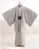 着物レンタル 男 kmo003 メンズ着物 七五三のパパ 父親 男性着物レンタル かんたん着付け ワンタッチ着付け 着流し 町歩き  羽織 kimono かっこいい おしゃれ 和服 人気 ホワイトグレ