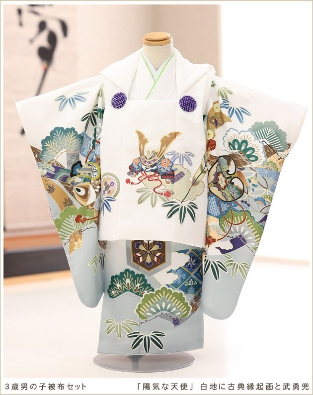 3歳男の子被布セット着物レンタル 男児七五三 誕生日 初詣 結婚式の子供着物