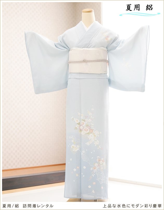 夏用「絽」正絹訪問着レンタル。盛夏の結婚式やお宮参りイベントなどに