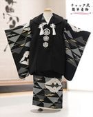 3歳男の子七五三簡単着付けチャックアップ被布セットレンタル着物