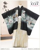3歳男の子正絹着物レンタル、高級正絹着物の七五三被布セット
