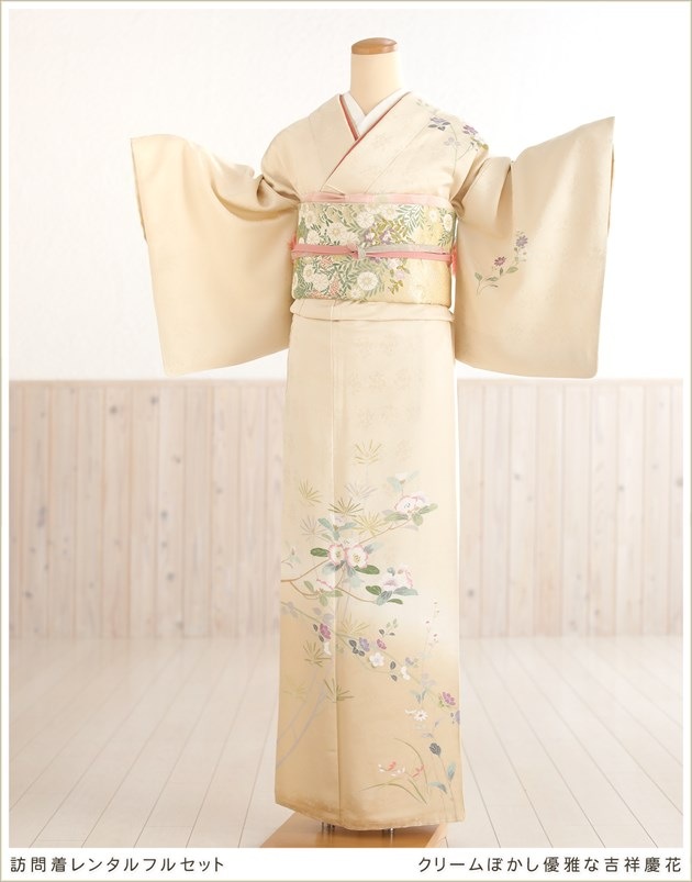 美品 正絹 訪問着フルセット ぼかし染め 礼装 入学式 結婚式 レンタル フルセット 高級正絹 訪問着 HO-MI226 白百合色 小菊 結婚式