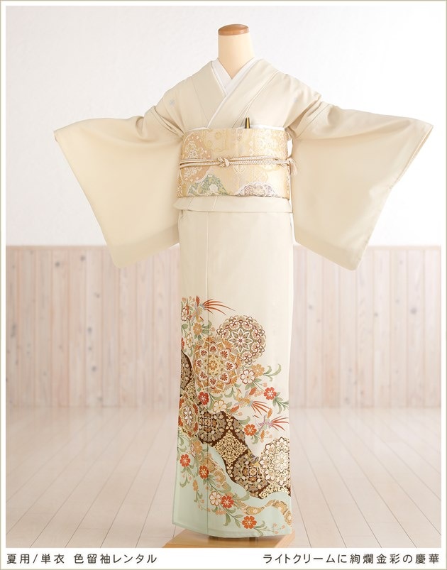 夏用色留袖レンタル（単衣）｜五つ紋｜結婚式｜式典｜着物レンタル