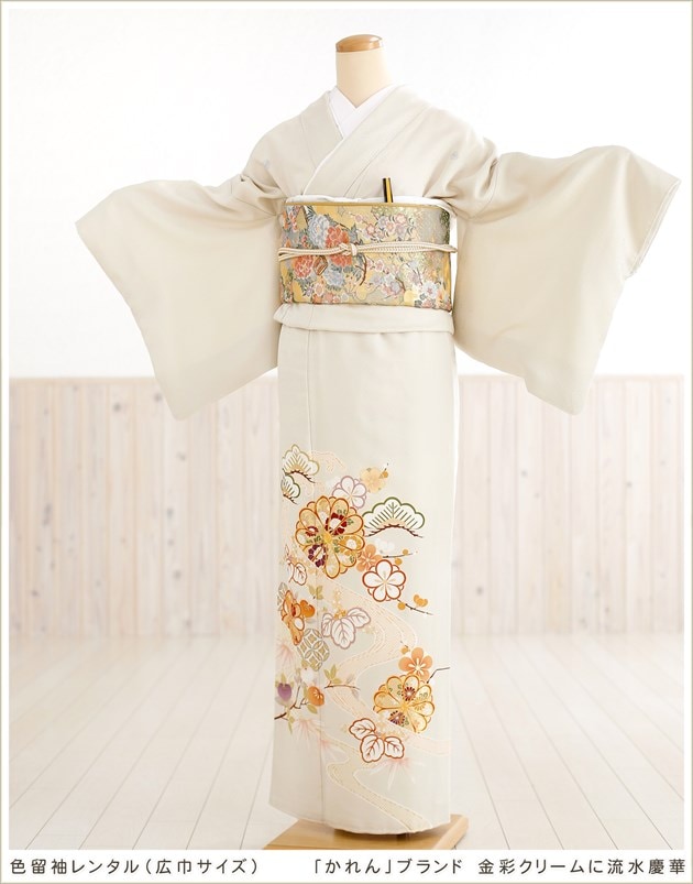 大きいサイズ色留袖レンタル 五つ紋 結婚式 式典 着物レンタル