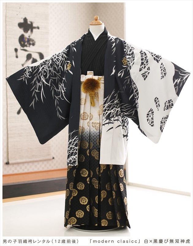 小学生男の子 小学校卒業式の袴レンタル 12歳前後のジュニア着物 卒業袴フルセット 緑