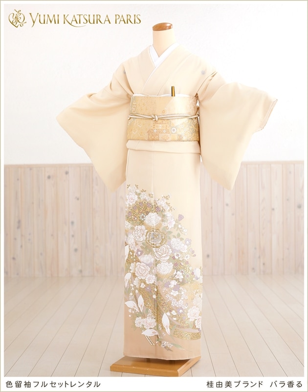 BY5379未使用品　色留袖　着物　正絹　結婚式　受賞式　比翼　蔦三つ紋　煉瓦色 5379未使用品 色留袖 着物 正絹 結婚式 受賞式 比翼 蔦三つ