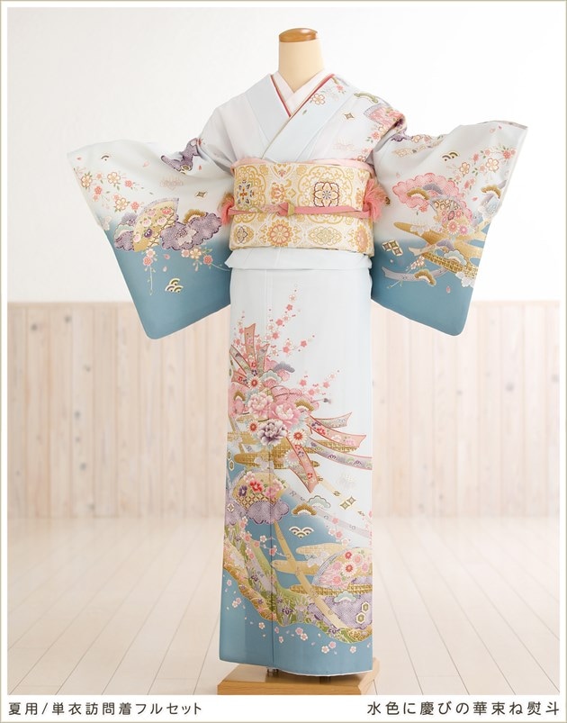 夏用訪問着レンタル。単衣タイプの訪問着、母親着物レンタル