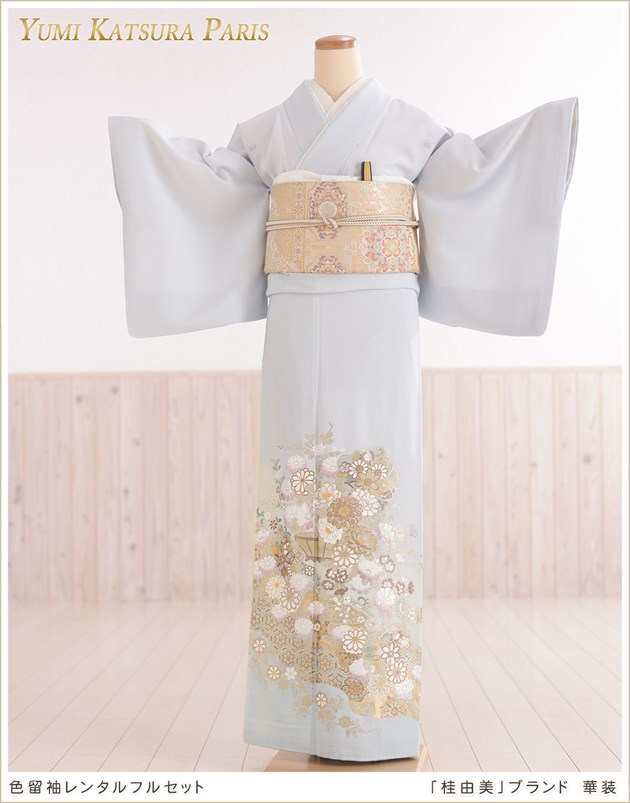 訪問着フルセット正絹螺鈿加工豪華薄水色D1-2 訪問着フルセット正絹螺鈿加工豪華薄水色D1-2