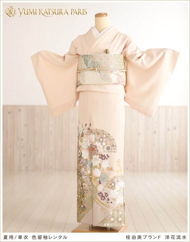夏用 単衣 桂由美 色留袖レンタル 五つ紋 結婚式 豪華 人気 着物