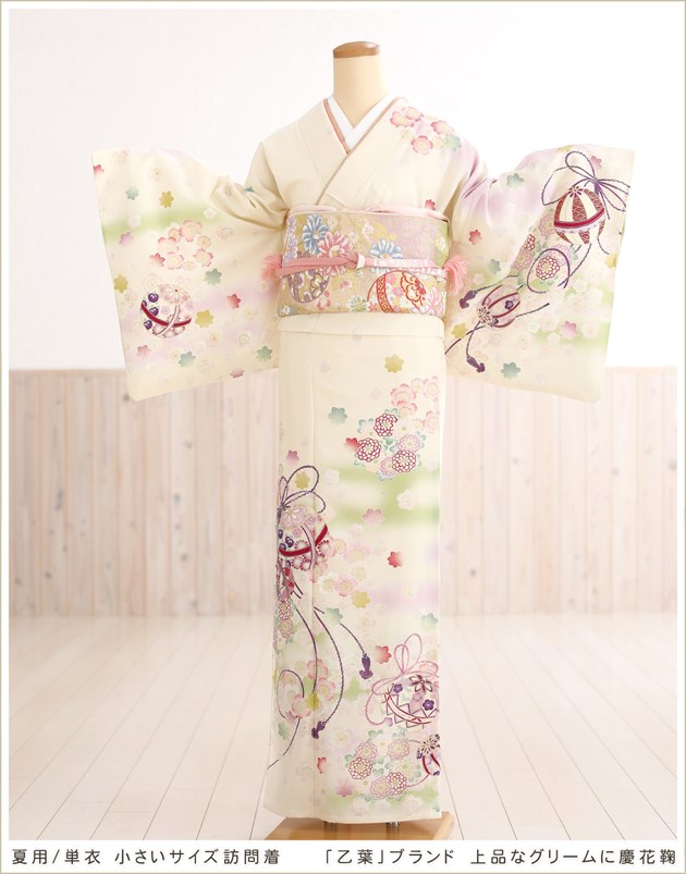 夏用小さいサイズ訪問着レンタル｜涼しい単衣タイプのSサイズ、結婚式 