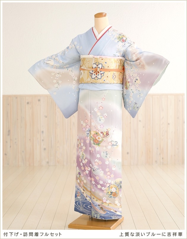 訪問着　フルセット　友禅　可憐な雰囲気　華やかな　入学式　卒業式　七五三　L5 №384 入学式七五三躾付き友禅正絹訪問着フルセット正絹長襦袢付き