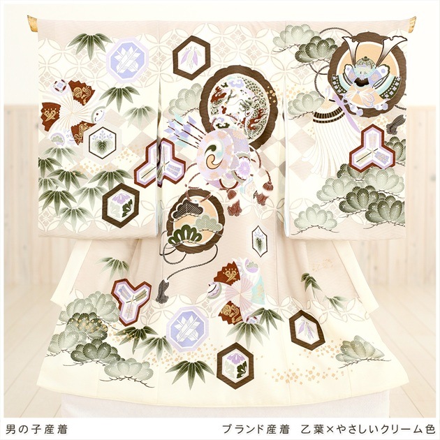 貸衣裳ぽえむ 産着 男の子 初着 ブランド 着物レンタル お宮参り フルセット 送料無料 クリーム