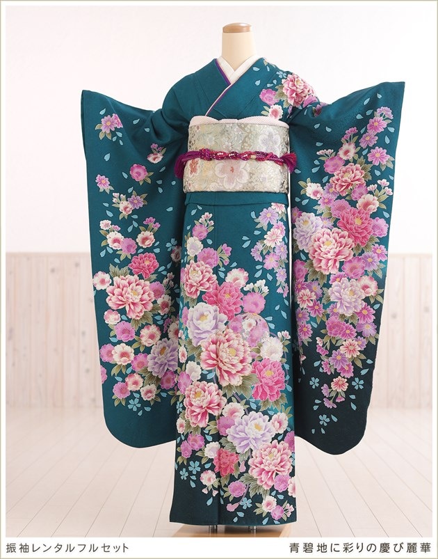 ・*様 振-55 成人式　振袖フルセット　裄長　幅広　ぽっちゃりさん　パープル系 振-55 成人式振袖フルセット裄長幅広ぽっちゃりさんパープル系銀通し