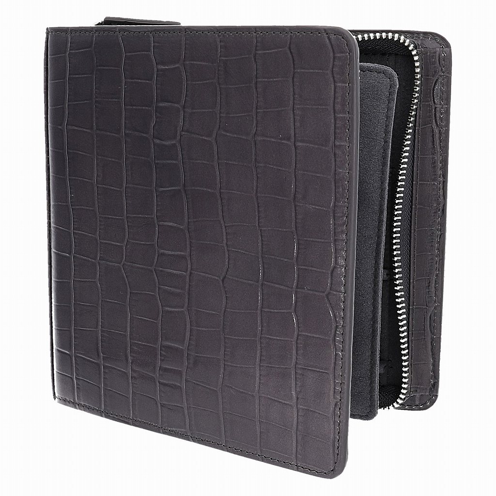 [新品]ヘレナ 6本用ウォッチケース カーフ革クロコ型押し　ライトグレー