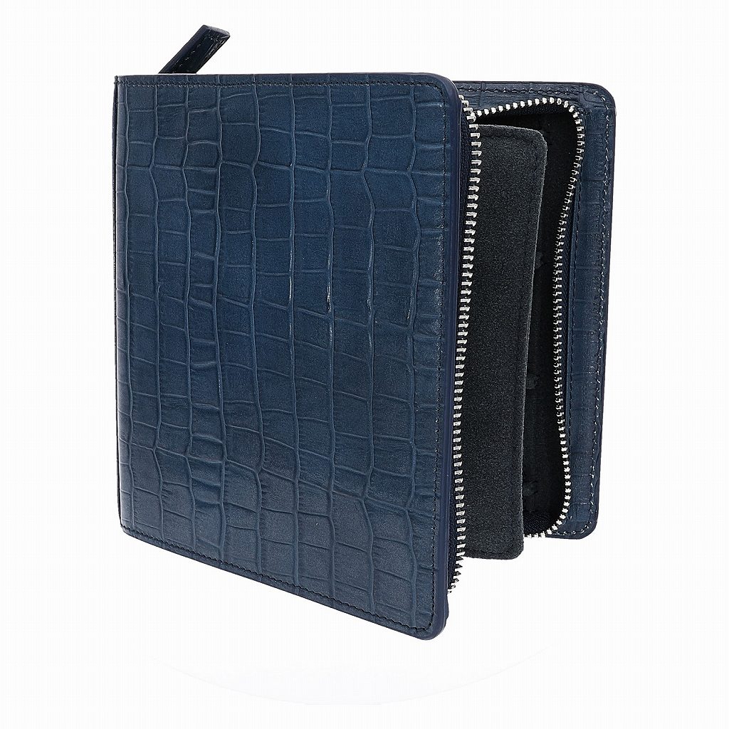 [新品]ヘレナ 6本用ウォッチケース カーフ革クロコ型押し　ネイビー