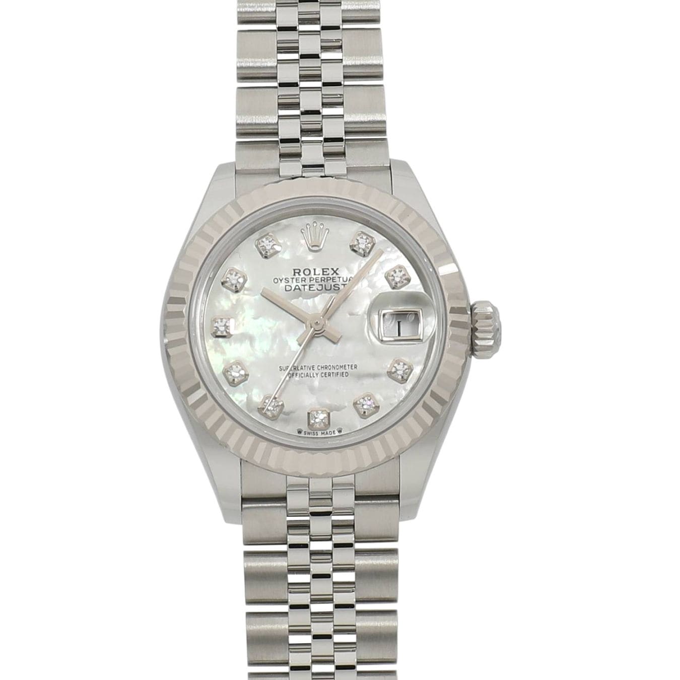 [新品]ロレックス レディ デイトジャスト 28 279174NG ホワイトシェル×10Pダイヤ レディース