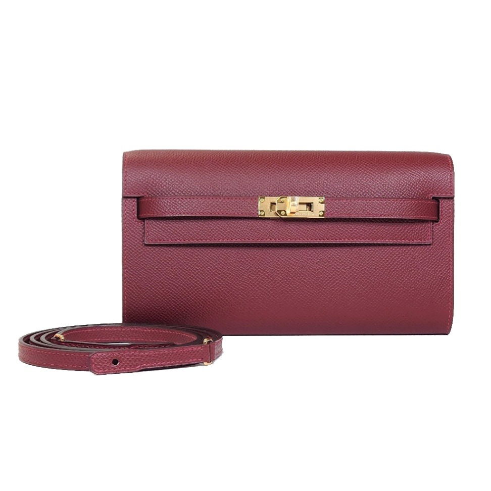 [新品]エルメス ケリー トゥ ゴー ヴォーエプソン ルージュアッシュ ゴールド金具