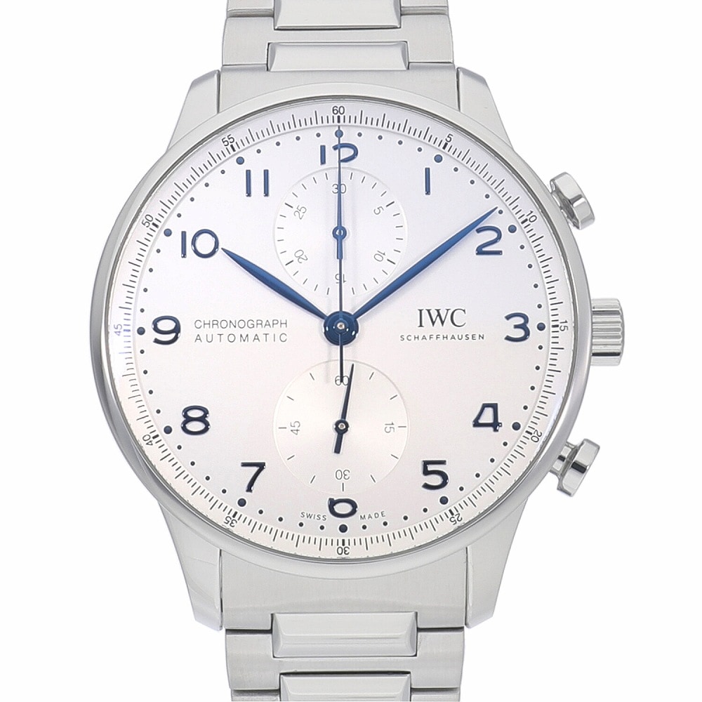 [中古]IWC ポルトギーゼ クロノグラフ シルバー 青針 IW371617 メンズ