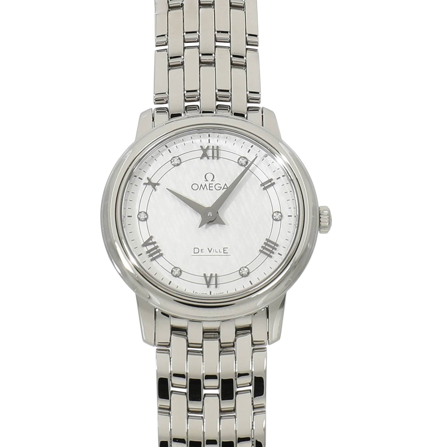 [新品]オメガ デ・ヴィル プレステ-ジ クォーツ 27.4MM 424.10.27.60.52.002 シルバー×6Pダイヤ レディース