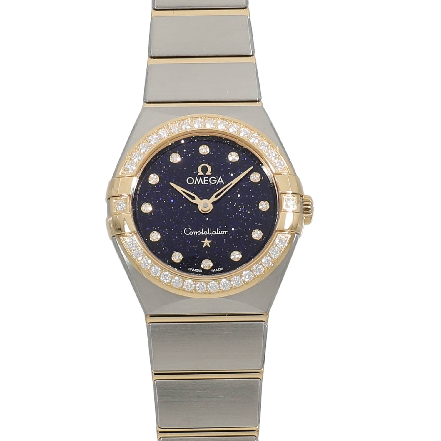 [新品]オメガ コンステレーション クォーツ 25MM ダイヤベゼル 131.25.25.60.53.001 ブルーアベンチュリン×12Pダイヤ レディース