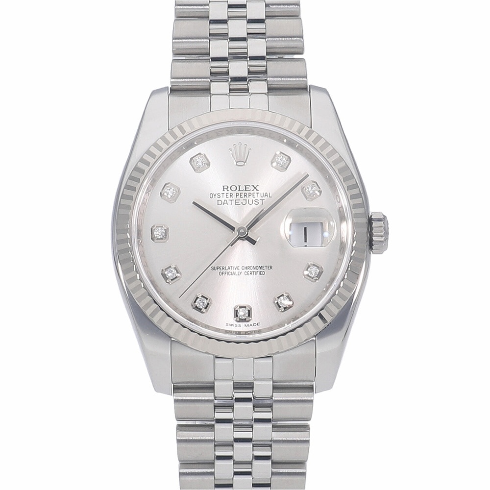 [中古]ロレックス デイトジャスト シルバー＊10Pダイヤ 116234G ランダム メンズ