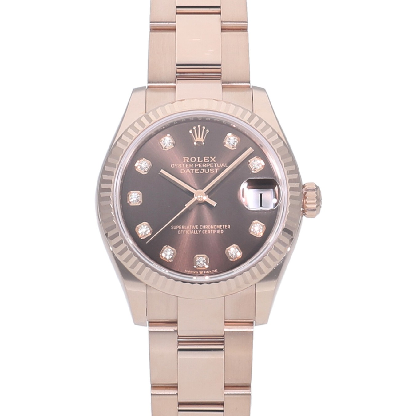 [新品]ロレックス デイトジャスト 31 チョコレート×10Pダイヤ 278275G ユニセックス