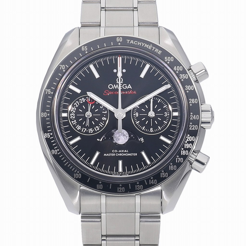 [中古]オメガ スピードマスター ムーンウォッチ コーアクシャル マスタークロノメーター ムーンフェイズ クロノグラフ ブラック 304.30.44.52.01.001 メンズ