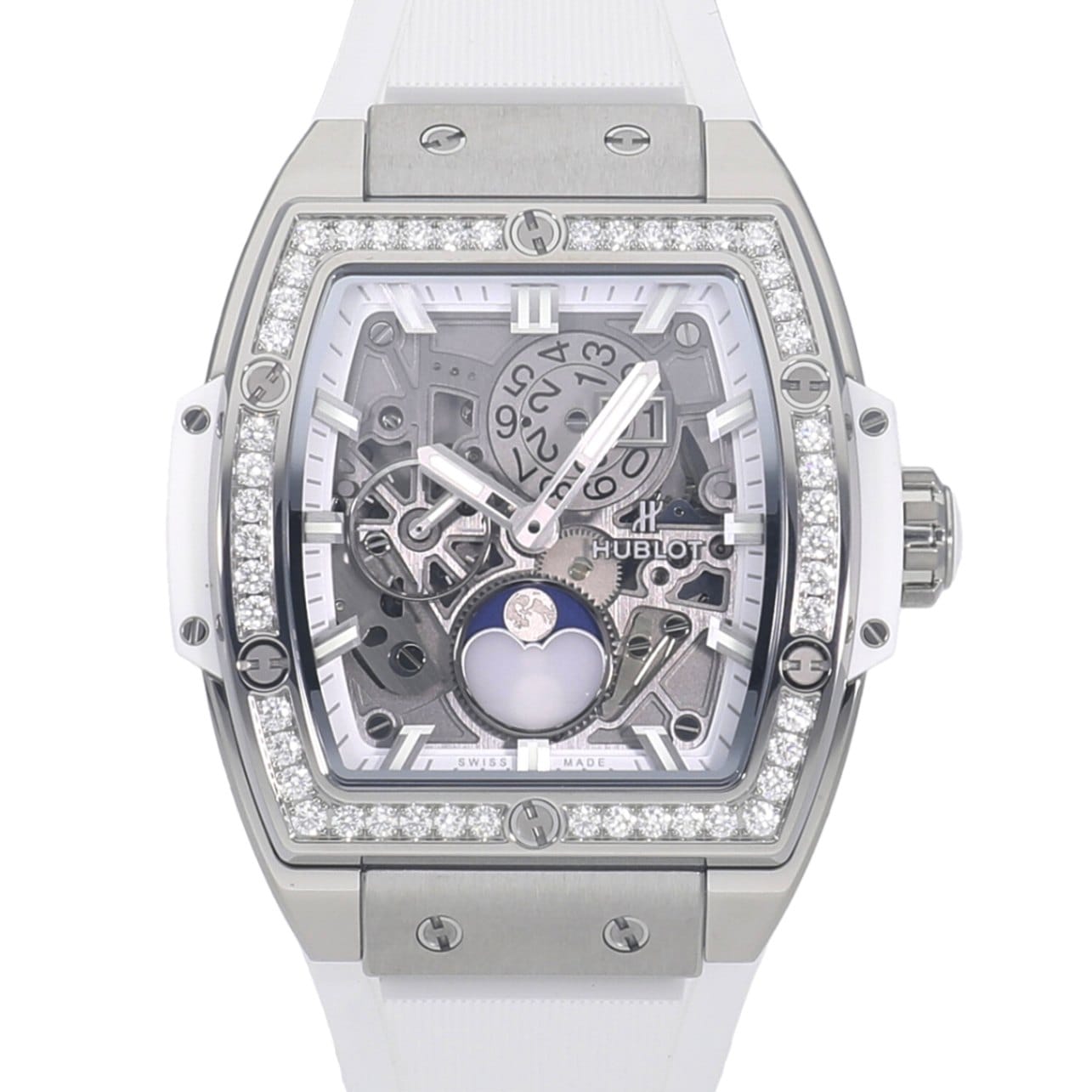 [新品]ウブロ スピリット オブ ビッグバン ムーンフェイズ チタニウム ホワイト パヴェ スケルトン 647.NE.2070.RW.1204 メンズ