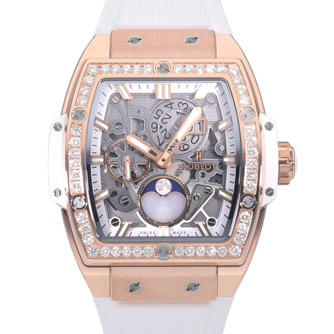 [新品]ウブロ スピリット オブ ビッグバン ムーンフェイズ キングゴールド ホワイト パヴェ スケルトン 647.OE.2080.RW.1204 メンズ