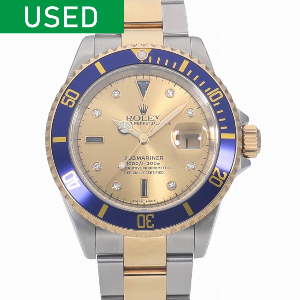 [中古]ロレックス サブマリーナー デイト シャンパン×8Pダイヤモンド×3Pサファイア 16613SG P番 メンズ