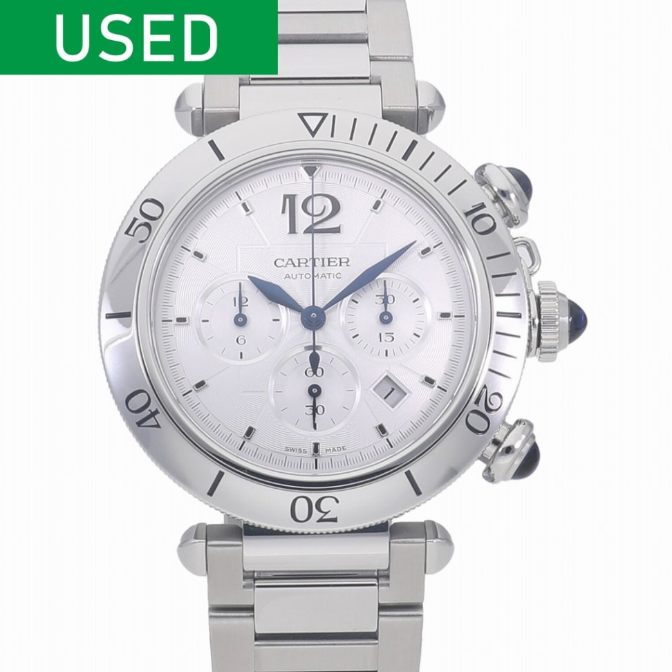 [中古]カルティエ パシャ ドゥ カルティエ クロノグラフ シルバー WSPA0018 メンズ
