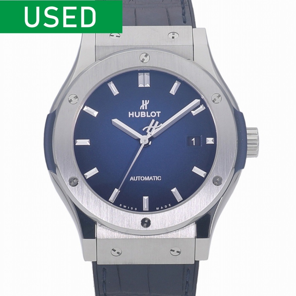 [中古]ウブロ クラシックフュージョンチタニウム ディープブルー 日本限定 マットブルー 542.NX.6670.LR.JPN18 メンズ