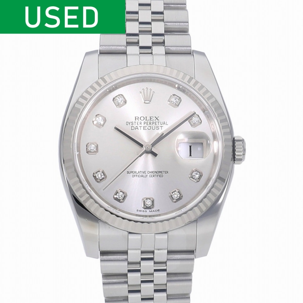 [中古]ロレックス デイトジャスト シルバー×10Pダイヤ 116234G ランダム メンズ