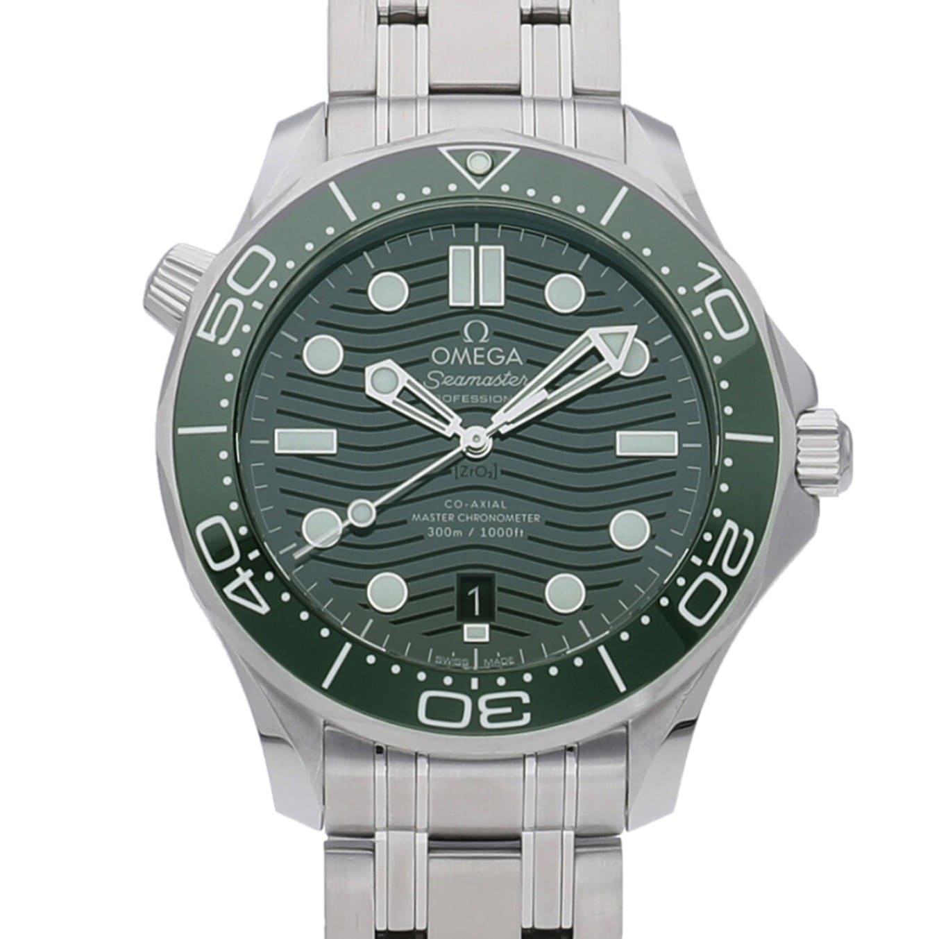 [未使用]オメガ シーマスターダイバー300m マスターコーアクシャル クロノメーター 42mm グリーン 210.30.42.20.10.001 メンズ