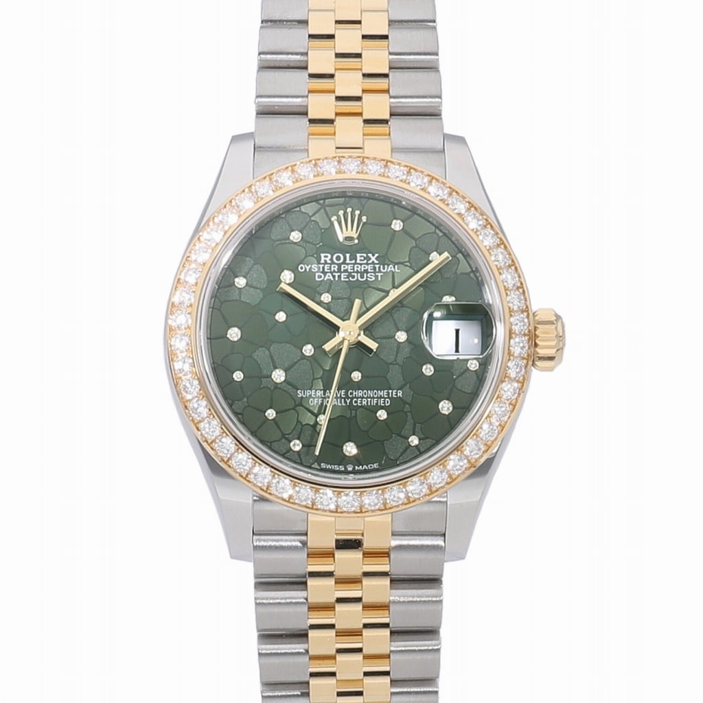 [新品]ロレックス デイトジャスト31 オリーブグリーンフローラルモチーフ 278383RBR ユニセックス