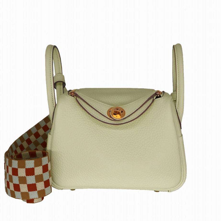 [新品]エルメス リンディ ミニ トリヨンクレマンス マッシュルームチャイ×ナタ×ブルーブリュム ゴールド金具