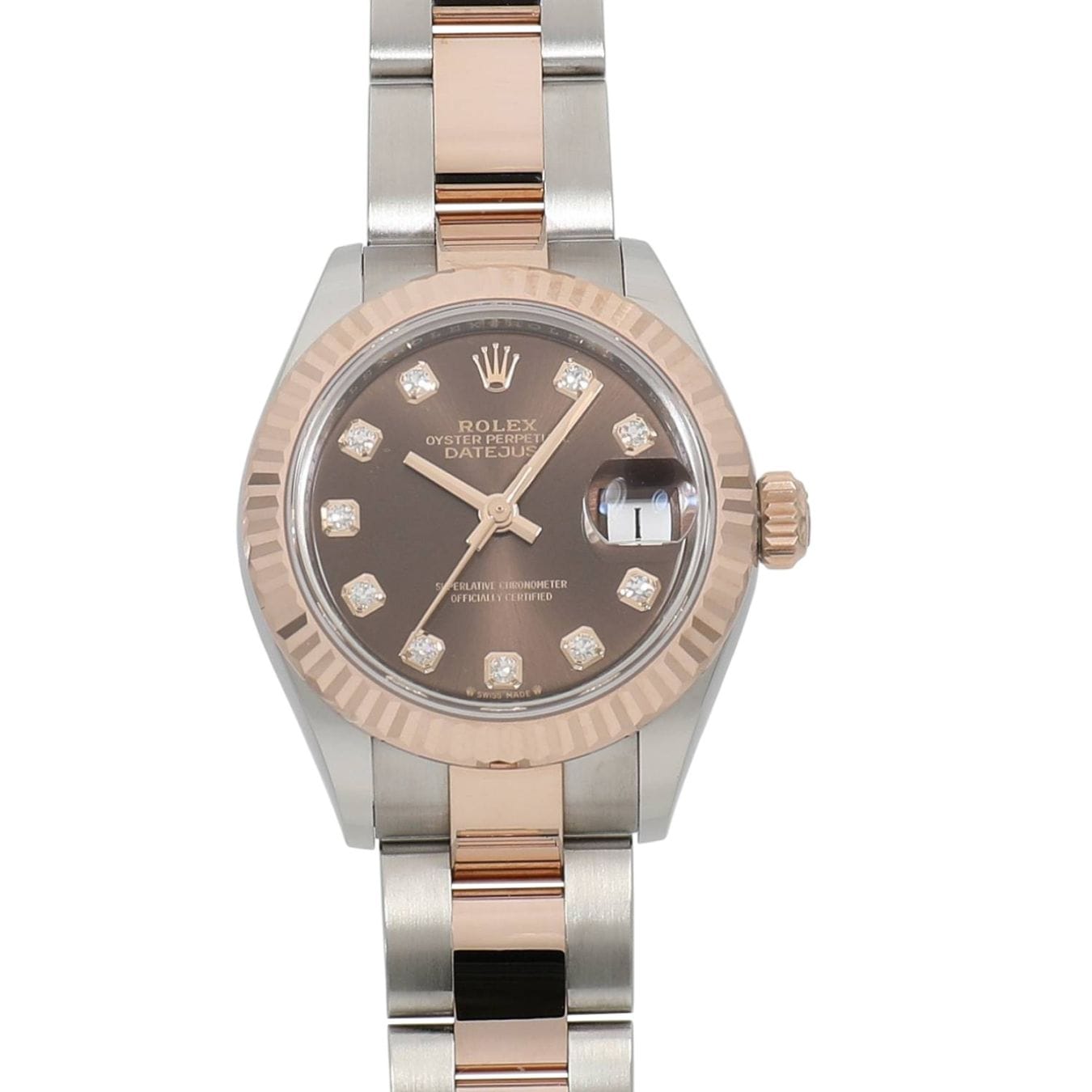 [新品]ロレックス レディ デイトジャスト 28 279171G チョコレート×10Pダイヤ レディース