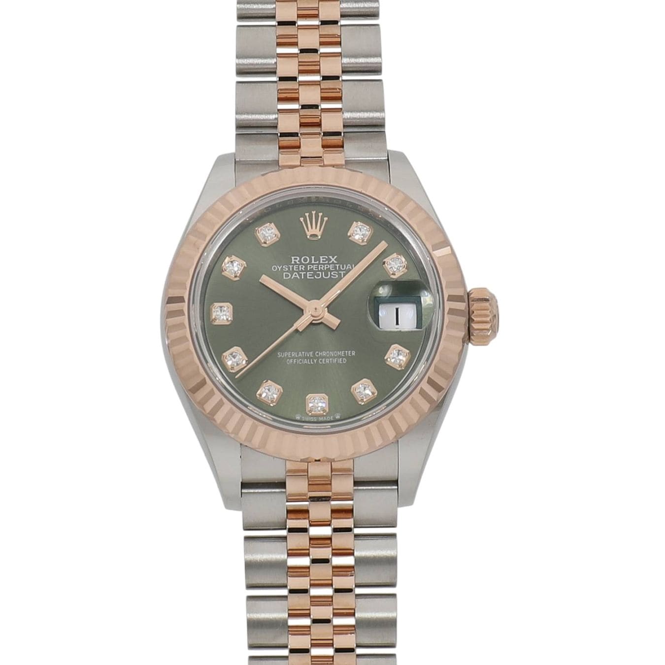 [新品]ロレックス レディ デイトジャスト 28 279171G オリーブグリーン×10Pダイヤ レディース