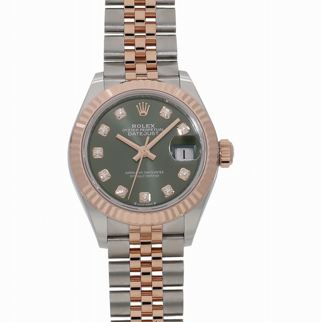 [新品]ロレックス レディ デイトジャスト 28 279171G オリーブグリーン×10Pダイヤ レディース