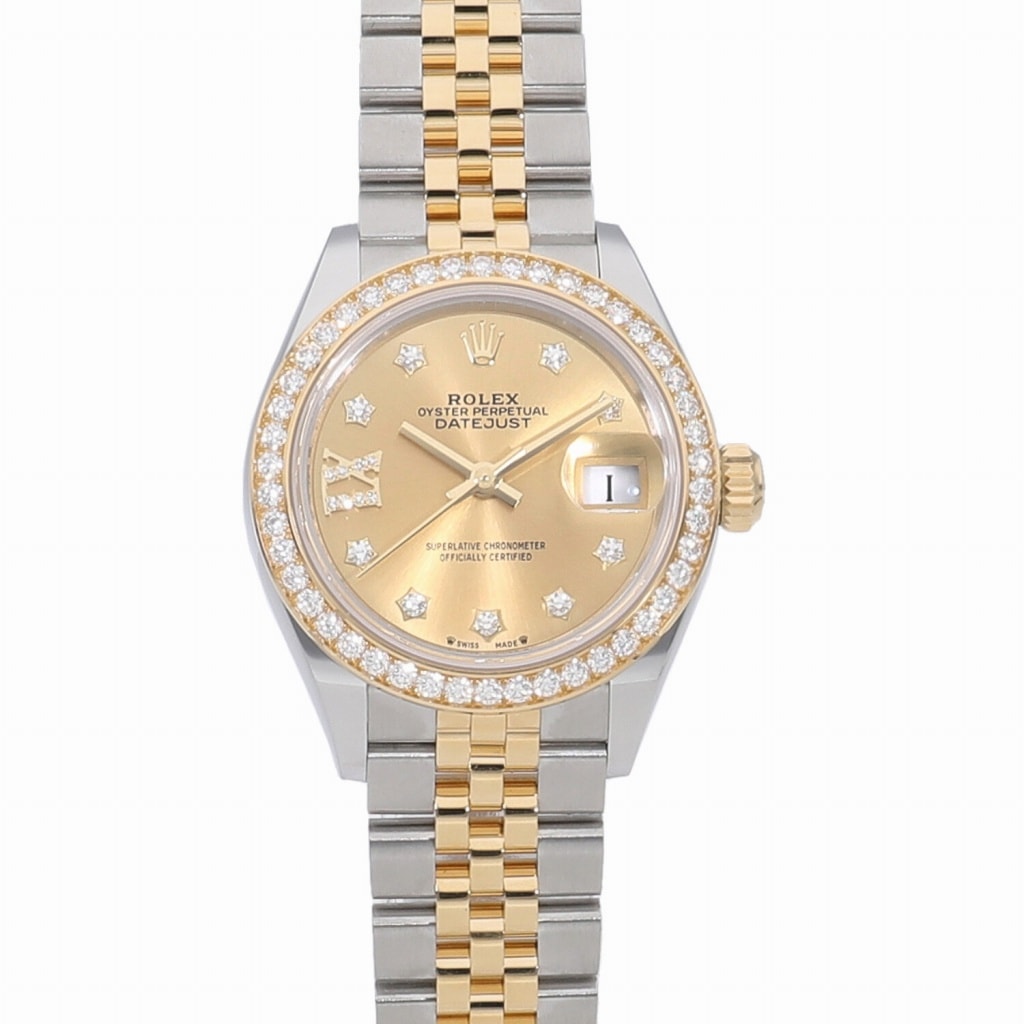 [新品]ロレックス レディ デイトジャスト 28 シャンパン × 9Pスター/IXダイヤ 279383RBR レディース