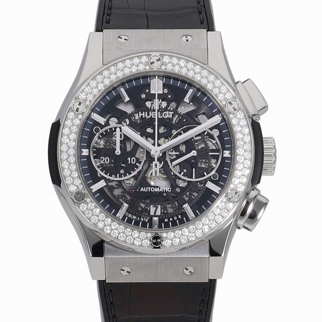 [中古]ウブロ クラシック フュージョン アエロフュージョン クロノグラフ チタニウム ベゼルダイヤモンド スケルトン 525.NX.0170.LR メンズ