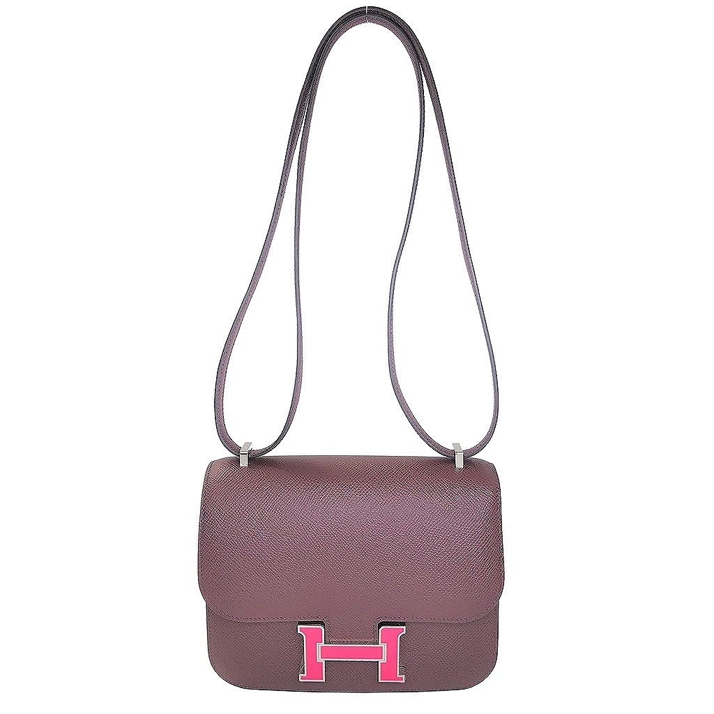 [中古]エルメス コンスタンス ミニ ヴォーエプソン ルージュセリエ / ルージュピヴォワンヌ シルバー金具