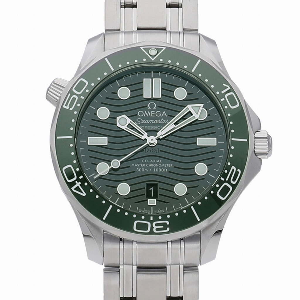 [未使用]オメガ シーマスターダイバー300m マスターコーアクシャル クロノメーター 42mm グリーン 210.30.42.20.10.001 メンズ