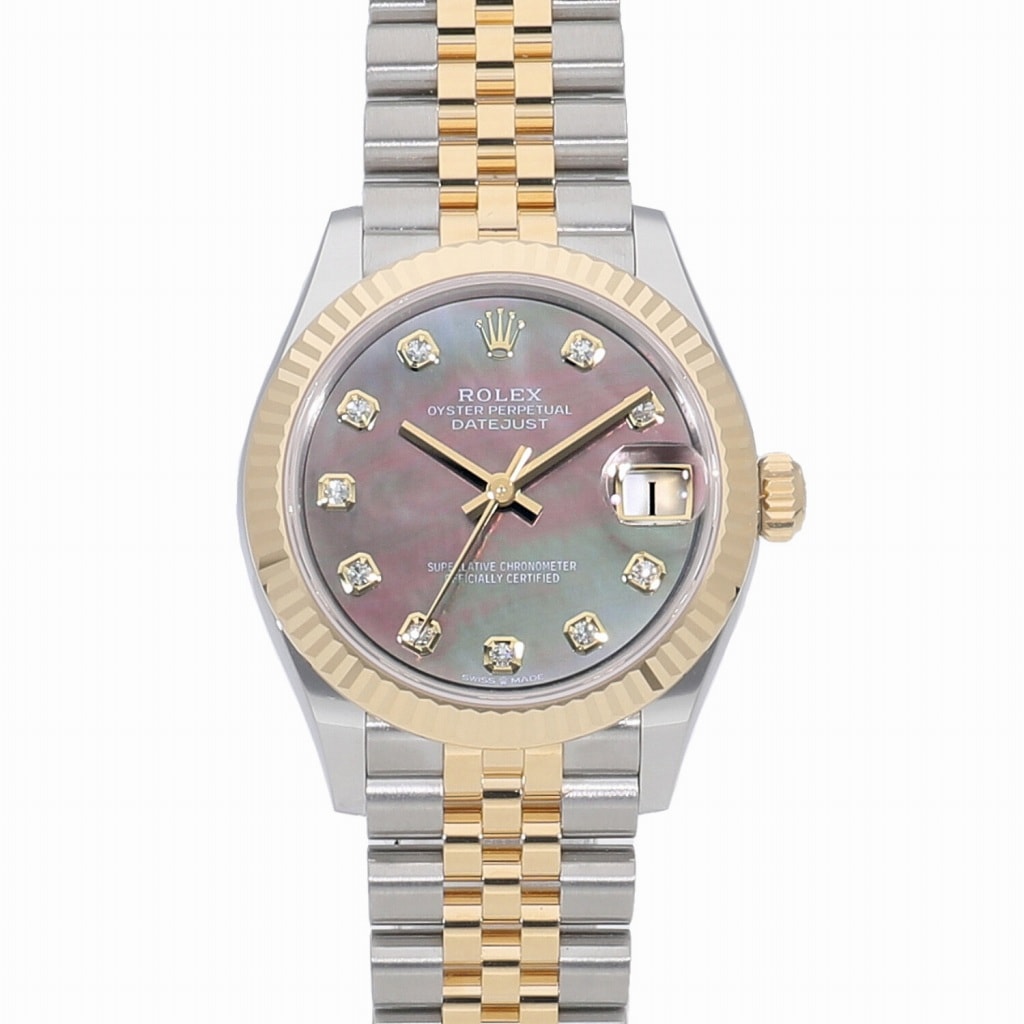 [新品]ロレックス デイトジャスト 31 ブラックシェル×10Pダイヤ 278273NG ユニセックス