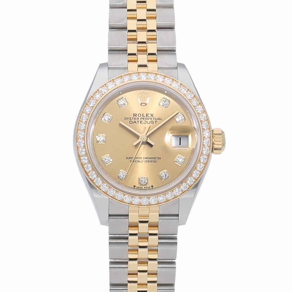 [未使用]ロレックス レディ デイトジャスト 28 シャンパン×10Pダイヤ 279383RBR ランダム レディース