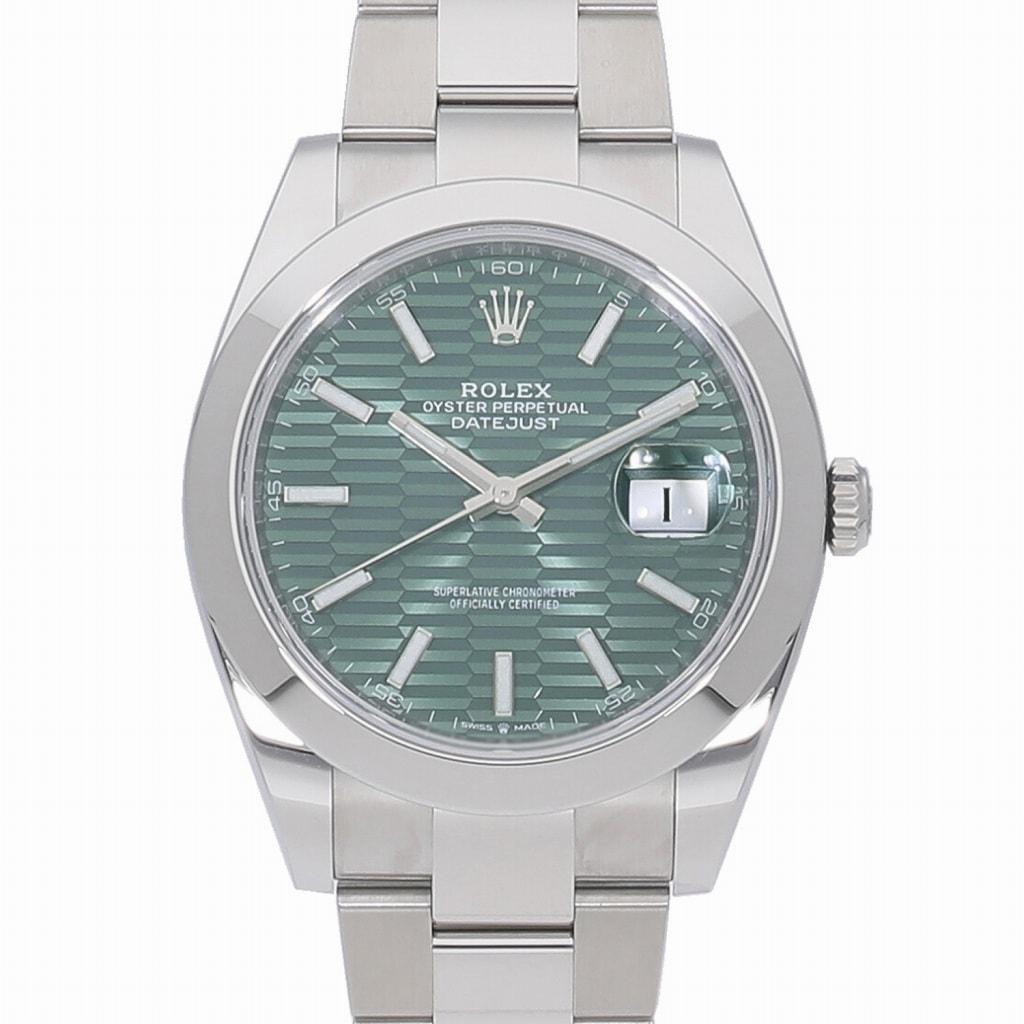 [未使用]ロレックス デイトジャスト 41 ミントグリーン フルーテッドモチーフ 126300 ランダム メンズ