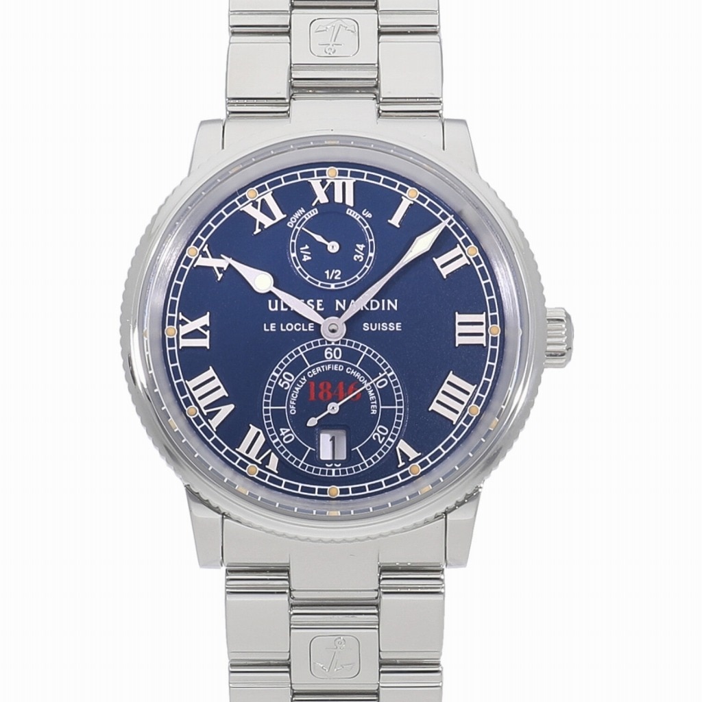 [中古]ユリスナルダン マリーン クロノメーター 1846 ブルー 263-22 メンズ