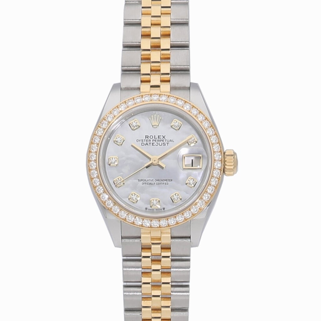 [未使用]ロレックス レディ デイトジャスト 28 ホワイトシェル×10Pダイヤ 279383RBR ランダム レディース