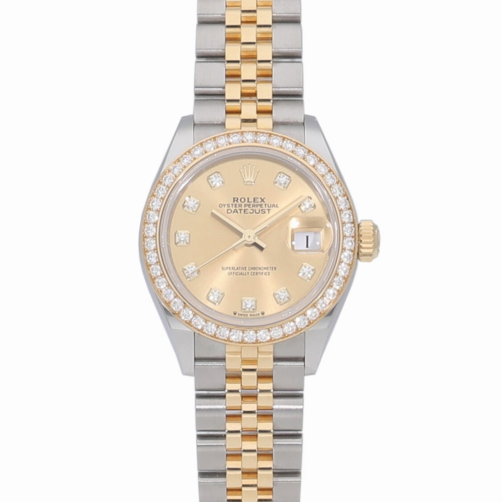 [未使用]ロレックス レディ デイトジャスト 28 シャンパン×10Pダイヤ 279383RBR ランダム レディース